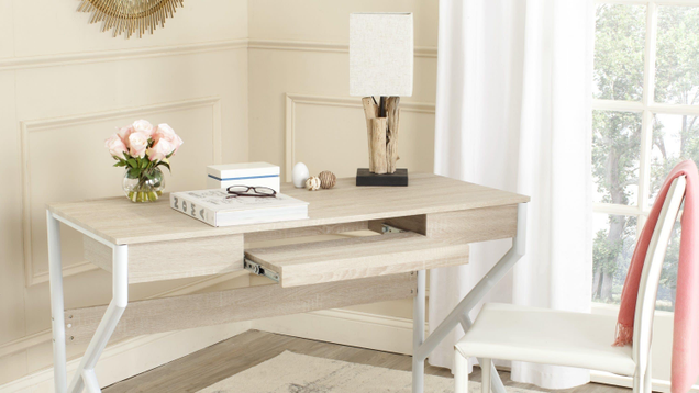 Overstock 4-Day Easter Flash SaleSafavieh Bryant Natural Top/ White Legs Computer Desk | $147 | Overstock